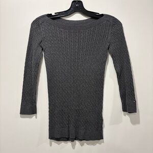 Tommy Hilfiger Women 3/4 Sleeve Boat-Neck Pullover Cable Knit Sweater